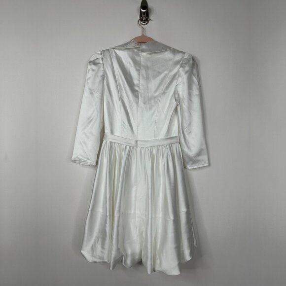 FLAW - NWT Mac Duggal Satin Lapel A-Line Blazer Mini Dress White 2 #A0185 - Picture 8 of 12